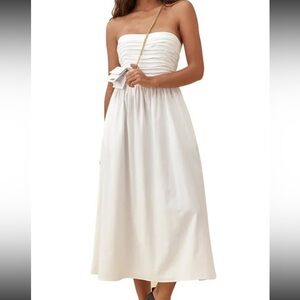 Reformation Strapless Cream Dress